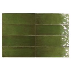  Série FANGO GREEN GLOSS carreaux vert brillant format 5x15 cm en grès cérame émaillé....