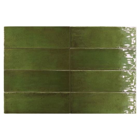 carrelage vert brillant 5x15 fango green gloss