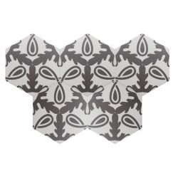  Série COIMBRA de EQUIPE CERAMICAS. 
 Carrelage Hexagonal ETERNA décor blanc gris noir mat en...