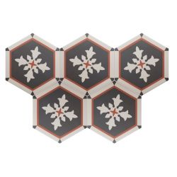  Série COIMBRA de EQUIPE CERAMICAS. 
 Carrelage Hexagonal AVEIRO décor blanc rouge gris mat en...