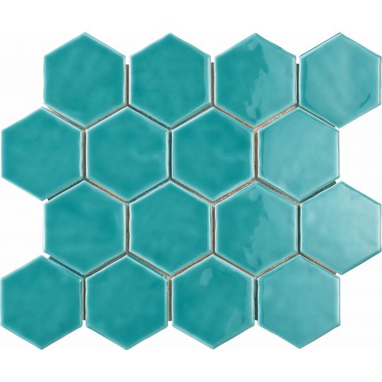 Carrelage hexagone turquoise