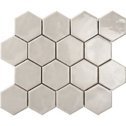  Carreaux hexagone gris beige façon artisanal fabriqués en double cuisson avec des émaux...